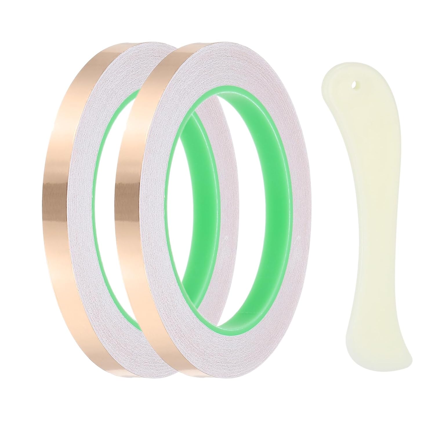 PATIKIL 22 Yard 3/8 Inch Copper Foil Tape,2 Roll Copper Tape with Conductive Stained Glass Foil Tool with Scraper for Stained Tools DIY Crafting
