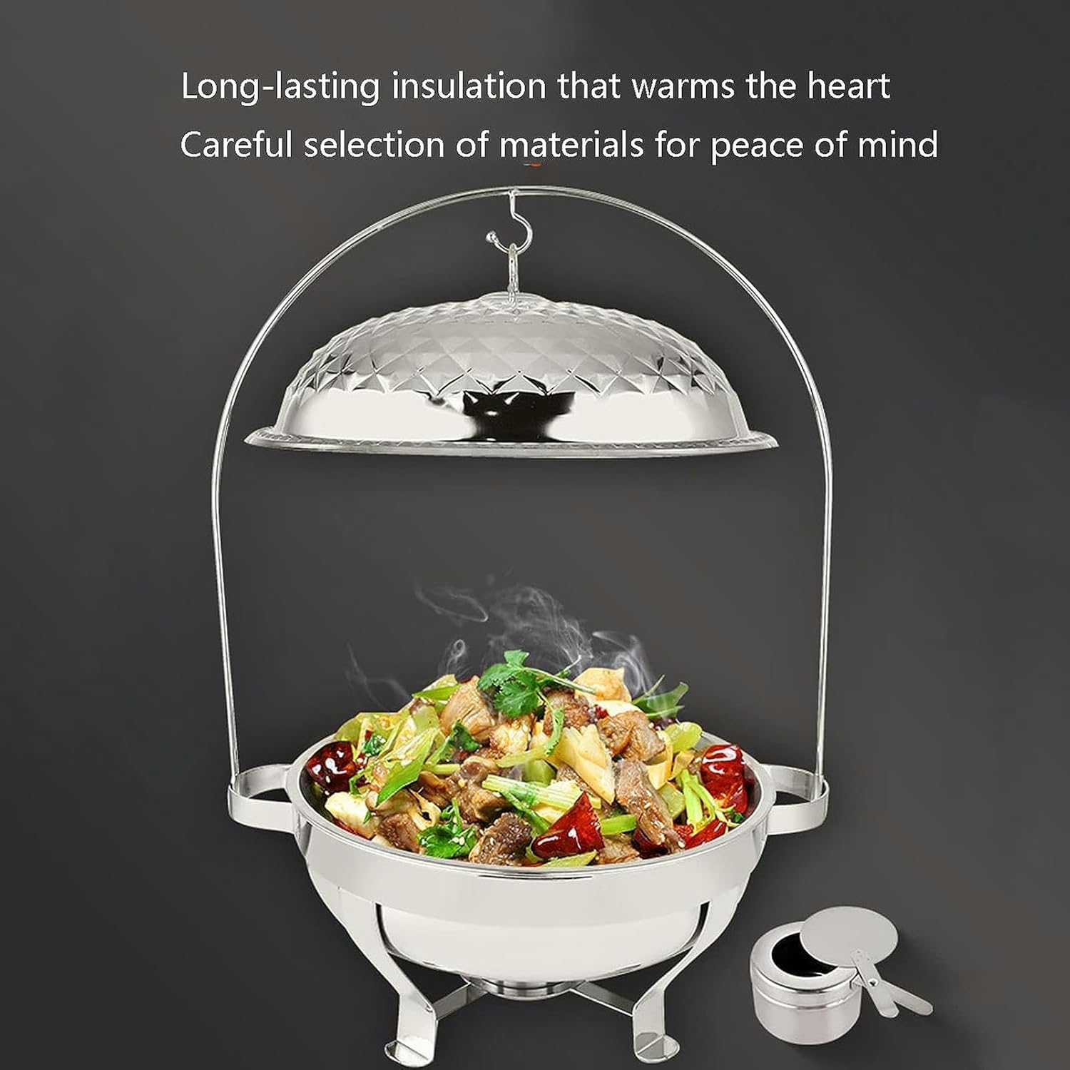 Buffet Servers and Heaters - Food Heaters for Catering Events, Buffet Sets, Stainless Steel Catering Food Heaters, Hotpot Buffet Sets, Cold Plate Server Sets (Silver 8L)