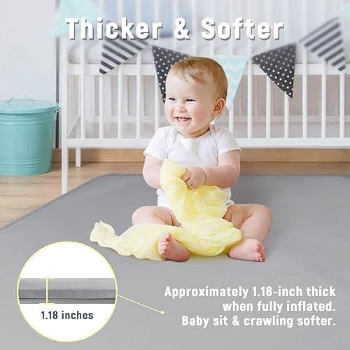Miniatura 5 de Minne Baby Tapete hexagonal compatible con corralito portátil Hiccapop y patio de juegos, tapete autoinflable, tapete de juego cómodo y portátil con