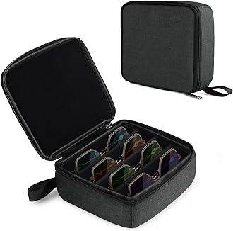 Bukere Travel Sunglasses Organizer Case, Adjustable Slot For Multiple Pairs, Portable Eyeglasses Storage Box for Men Women