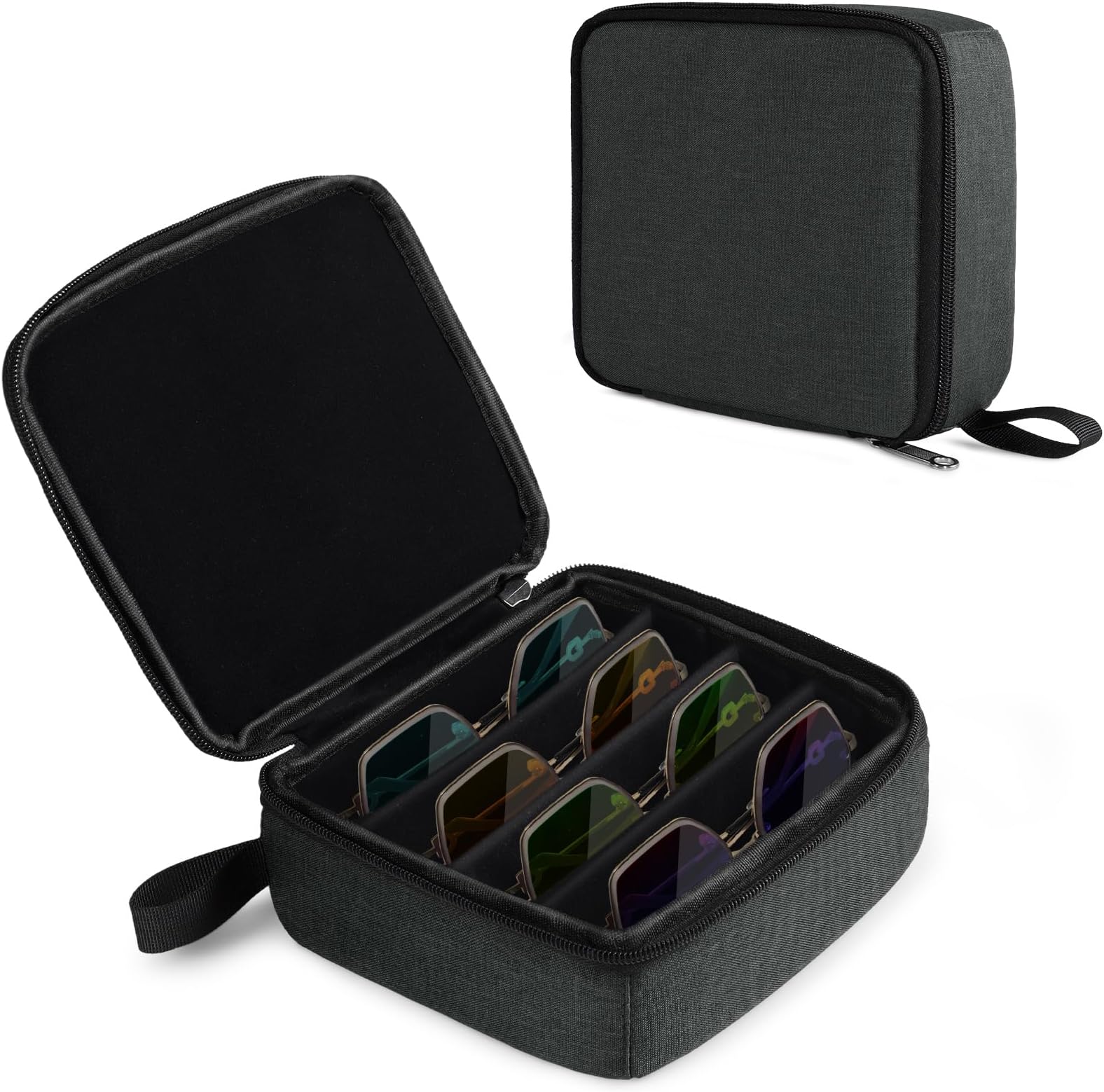 Bukere Travel Sunglasses Organizer Case, Adjustable Slot For Multiple Pairs, Portable Eyeglasses Storage Box for Men Women