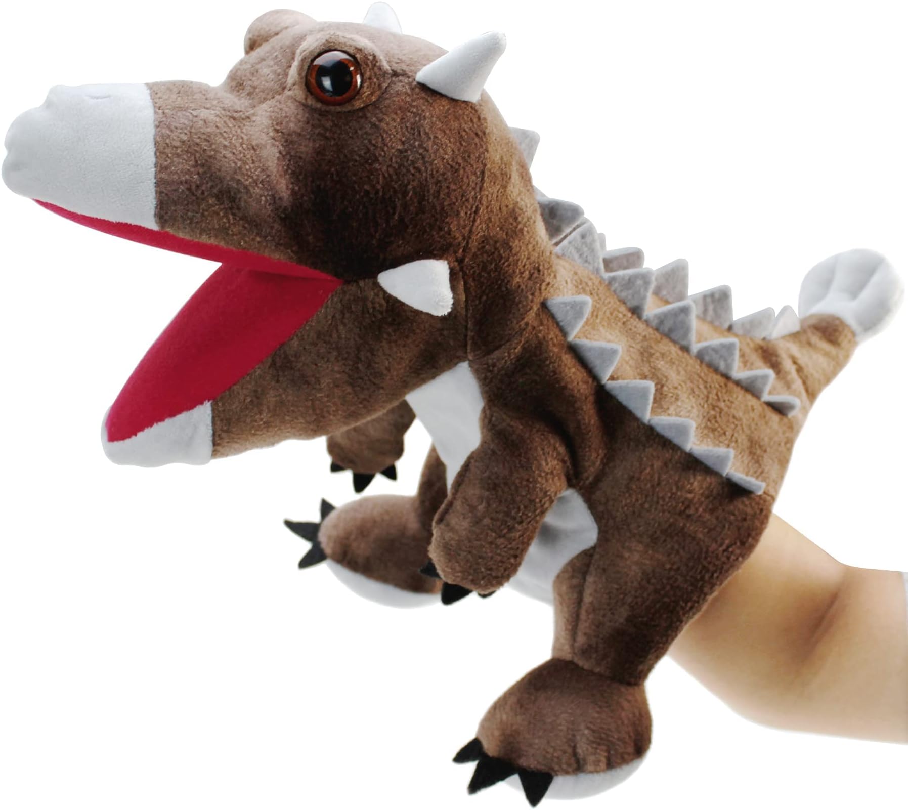 KASTWAVE Dinosaur Hand Puppets, Ankylosaurus Jurassic World Stuffed Animal Cute Soft Plush Toy, Open Movable Mouth Finger Gift, Birthday Gifts for Kids, Creative Role Play