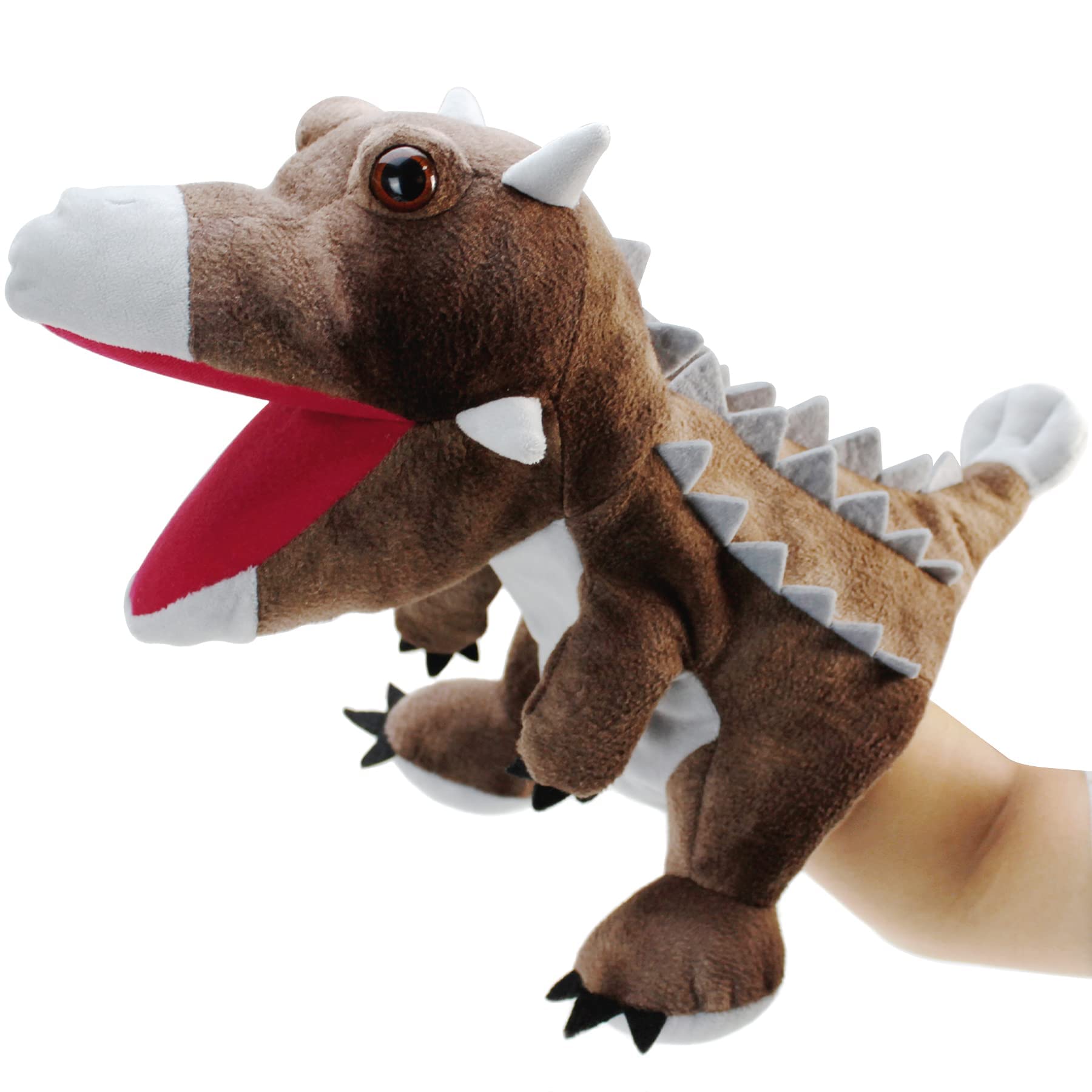 KASTWAVE Dinosaur Hand Puppets, Ankylosaurus Jurassic World Stuffed Animal Cute Soft Plush Toy, Open Movable Mouth Finger Gift, Birthday Gifts for Kids, Creative Role Play