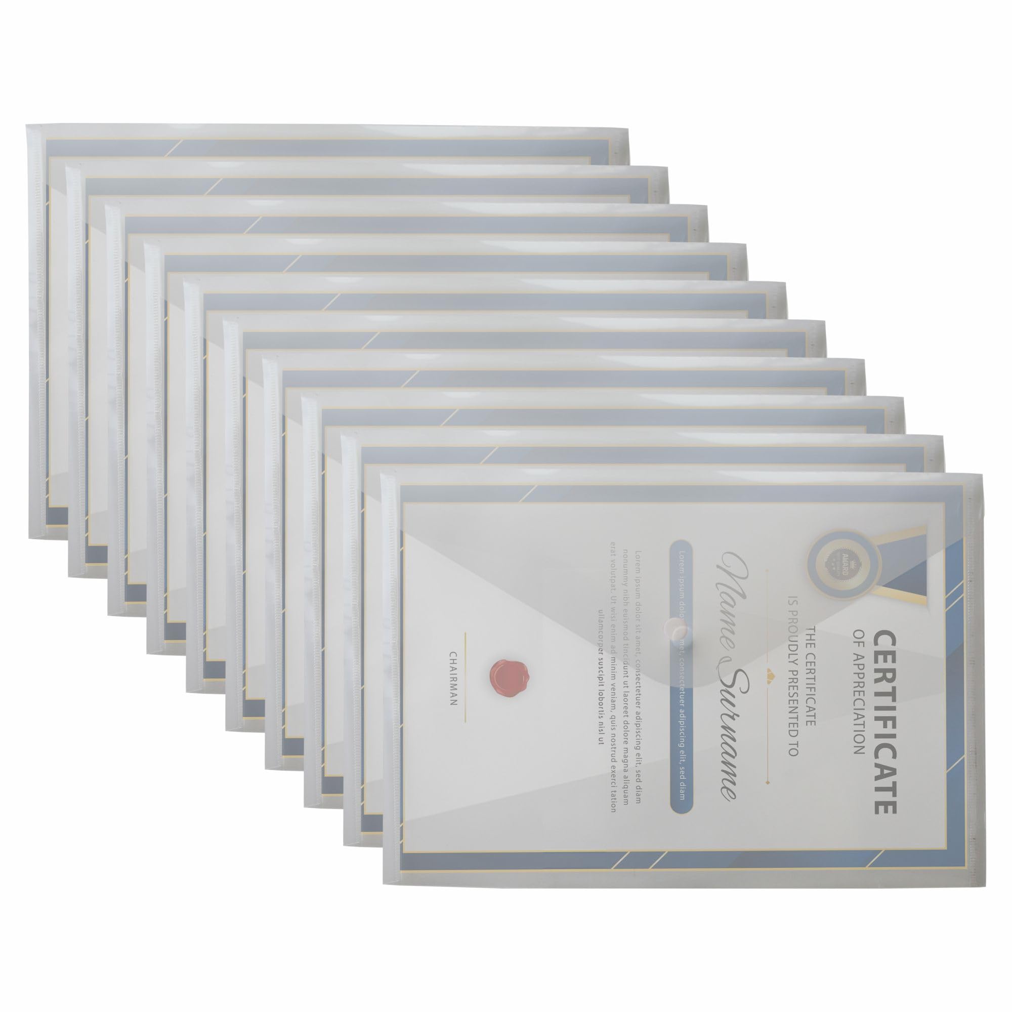 M1SS A4 Clear Document Folders Plastic Wallets Folder - 50 Pack 𝗕𝗨𝗟𝗞 𝗕𝗨𝗬 Popper Wallet with Button Closure (Clear)