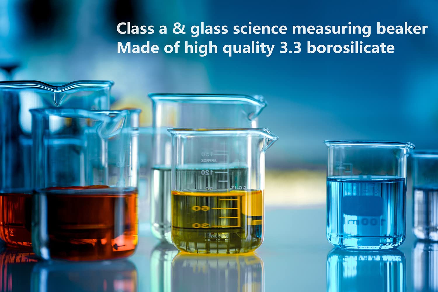 Ackers Boro3.3，Griffin Low Form Scientific Glass Beaker Set-50ml,100ml,250ml,500ml,1000 mL (Pack of 5)