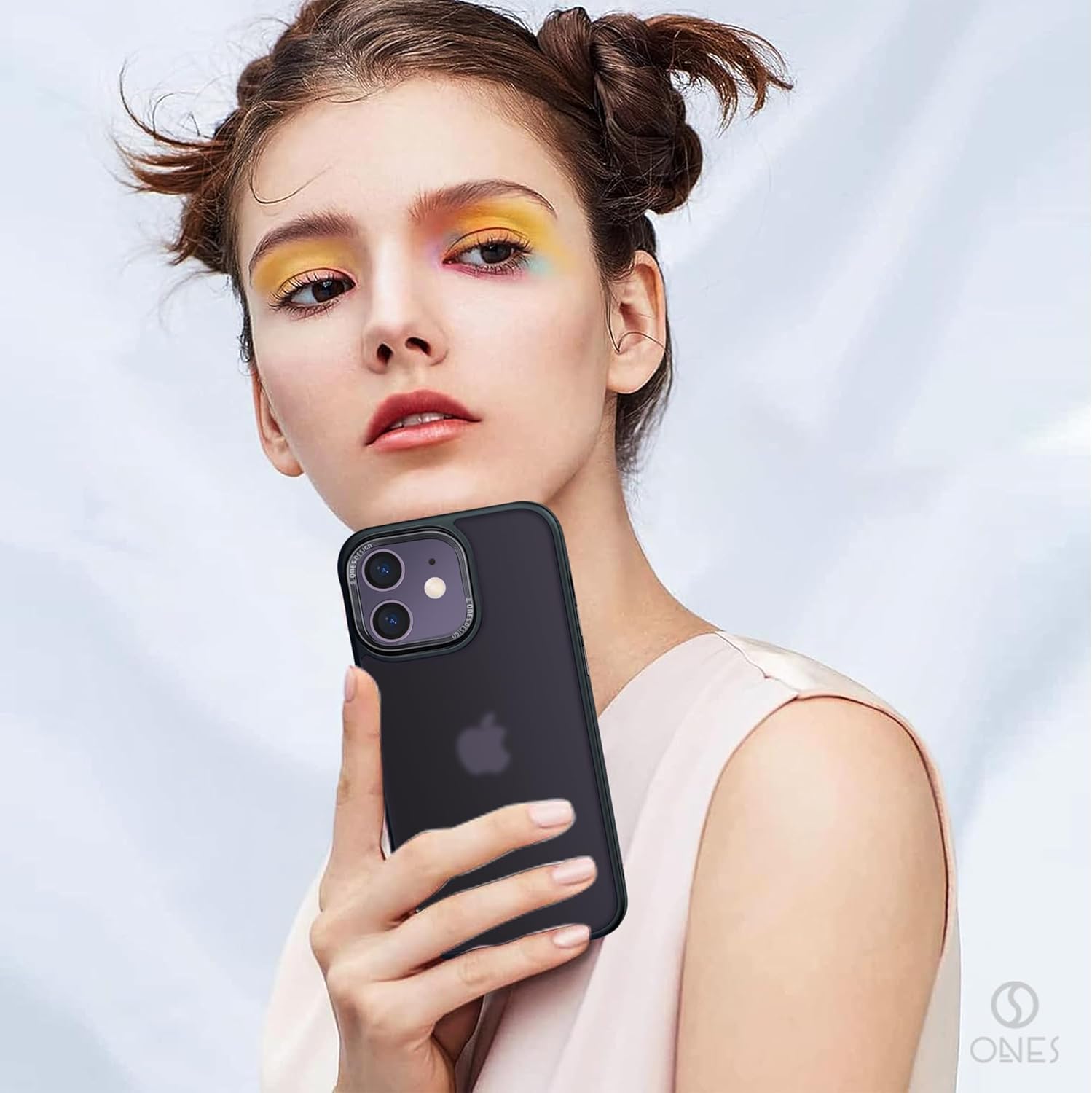 ONES for iPhone 12/12 Pro Case, Matte Black Phone Case, Translucent Hard PC Cover & Black Silicone Bumper, Military Grade, Shockproof Airbag, Anti-Yellow, Scratch-Resistant, Thin Case - Image 9