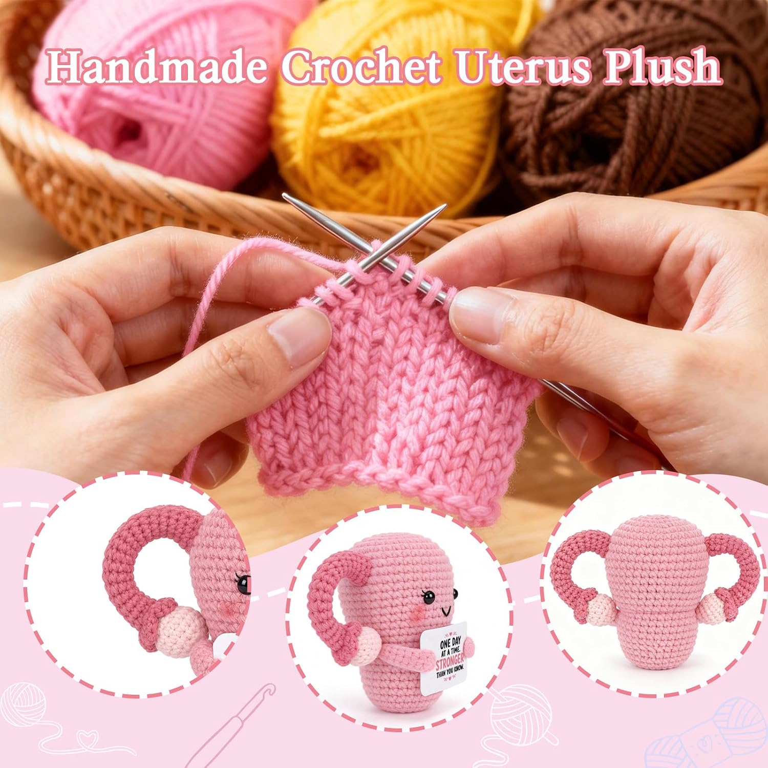 Hysterectomy Recovery Gifts for Women, Endometriosis Gifts Crochet Uterus