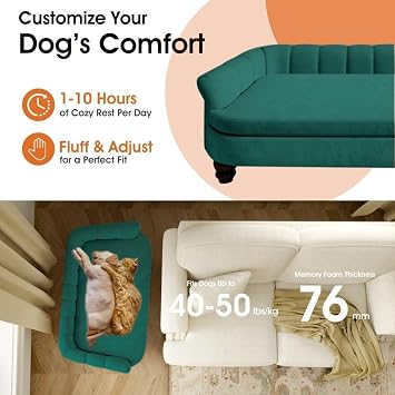 Dog Couch Sofa Bed, Comfortable Pet Sofa for Large and Medium Dogs, Soft Velvet Cushion, Durable Dog Furniture for Living Room