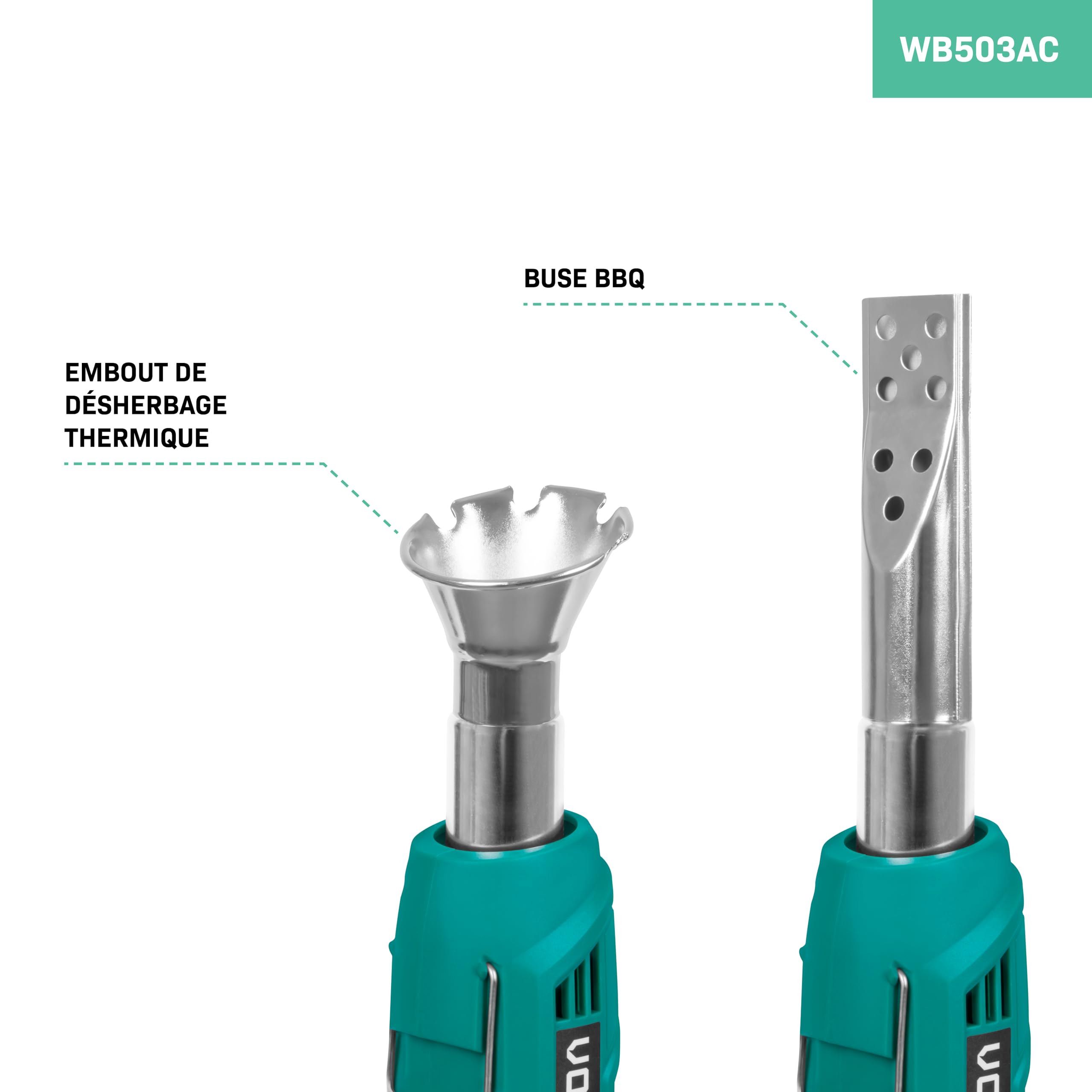 VONROC Désherbeur Thermique Électrique 2000W - 2 en 1 - Bruleur de Mauvaises Herbes 600°C- Écologique, Efficace - Embout BBQ Inclus - Pour Jardin Barbecue