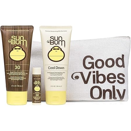 Sun Bum Premium Day Tripper | Travel-Sized Sun Care Pack with Moisturizing Sunscreen Lotion, Sunscreen Lip Balm and Hydrating Cool Down Lotion | Reef Friendly Broad Spectrum UVA/UVB Protection, Basic