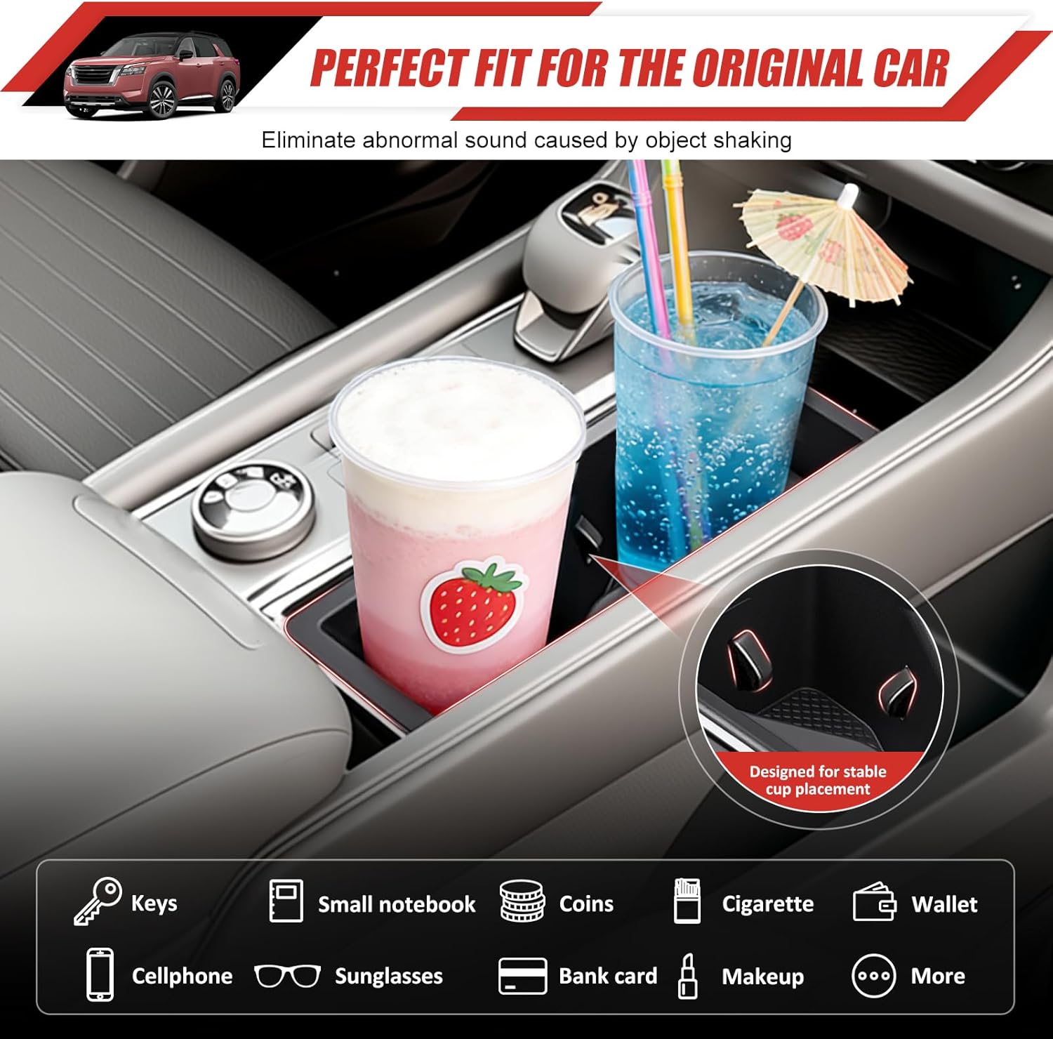 Cup Holder Coaster Fit for 2022-2025 Nissan Pathfinder Accessories, Cup Holder Mat Pad Inserts Interior Cup Holder Liner for 2024 Nissan Pathfinder