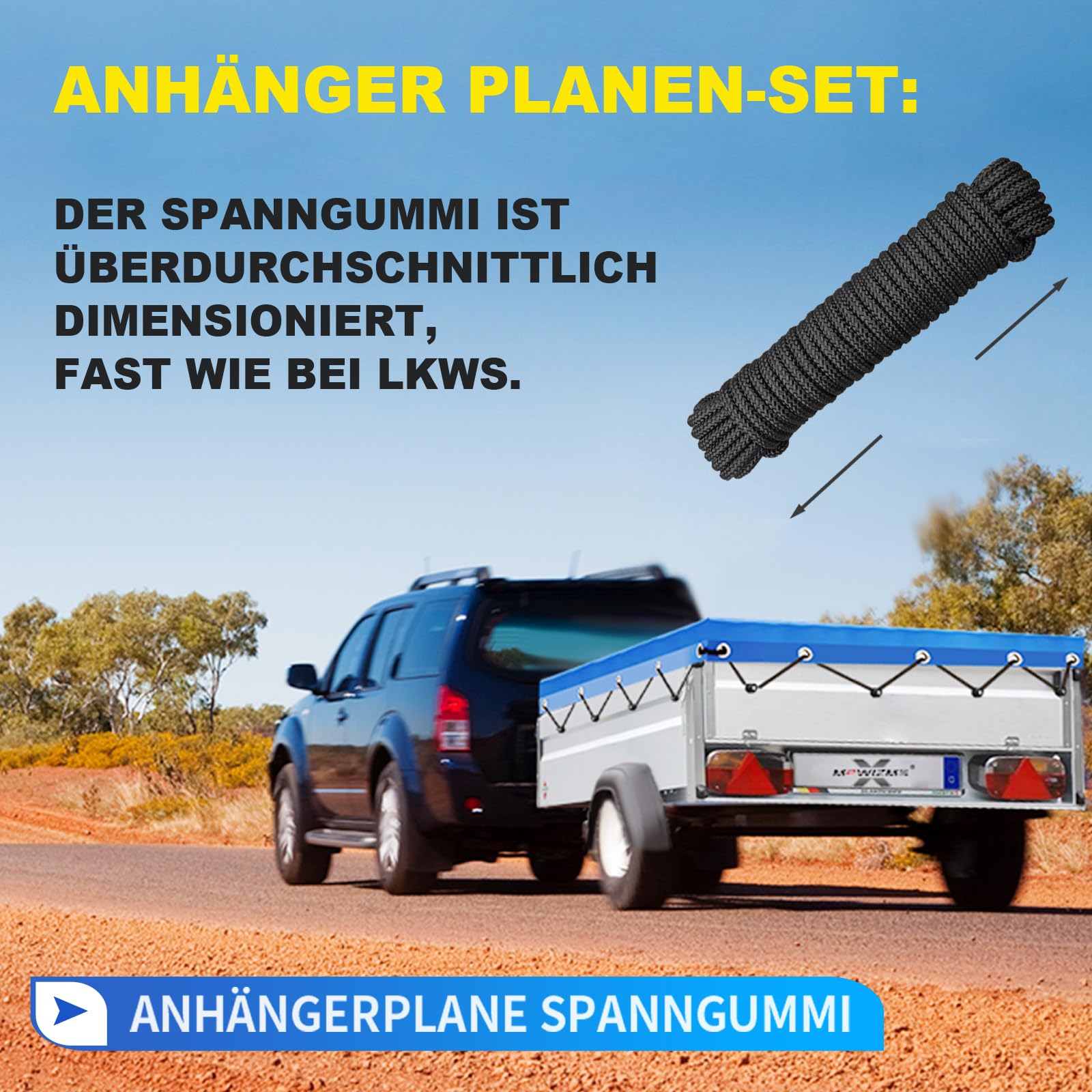 Bâche Remorque, 256x145x8cm Bache Remorque, IMPERMÉABLE Protection Plate avec Corde, Idéal pour Pongratz LPA 250/13 und 750kg/850kg/1000kg/1300kg/1500kg/2000kg 251x137cm Remorque