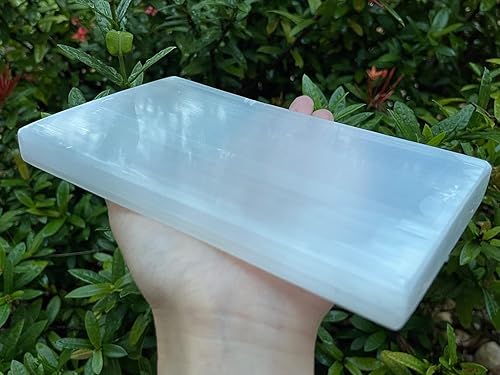 Miniatura 4 de GAF TREASURES Placa de carga grande, losa de selenita pulida de 8 x 4 pulgadas, azulejos de cristal, mineral marroquí