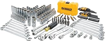 DEWALT Mechanic Tool Set with Case, Socket Set Metric and Standard Full, 1/4 & 3/8 Drive, Hex Keys and Specialty Tools, 168-Piece (DWMT73803)