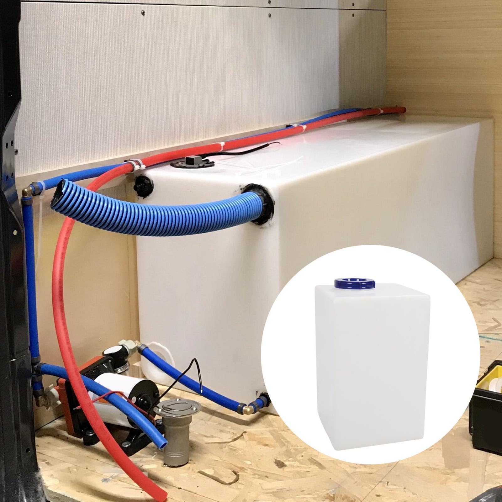 Fabater 11 Gallonen RV Frischwassertank, 11.81 X 11.81 X 18.50 Zoll Multifunktionaler Wasserspeichertank Zum Trinken, Kochen, Reinigen, Duschen, Tragbarer Wasserspeicherbehälter