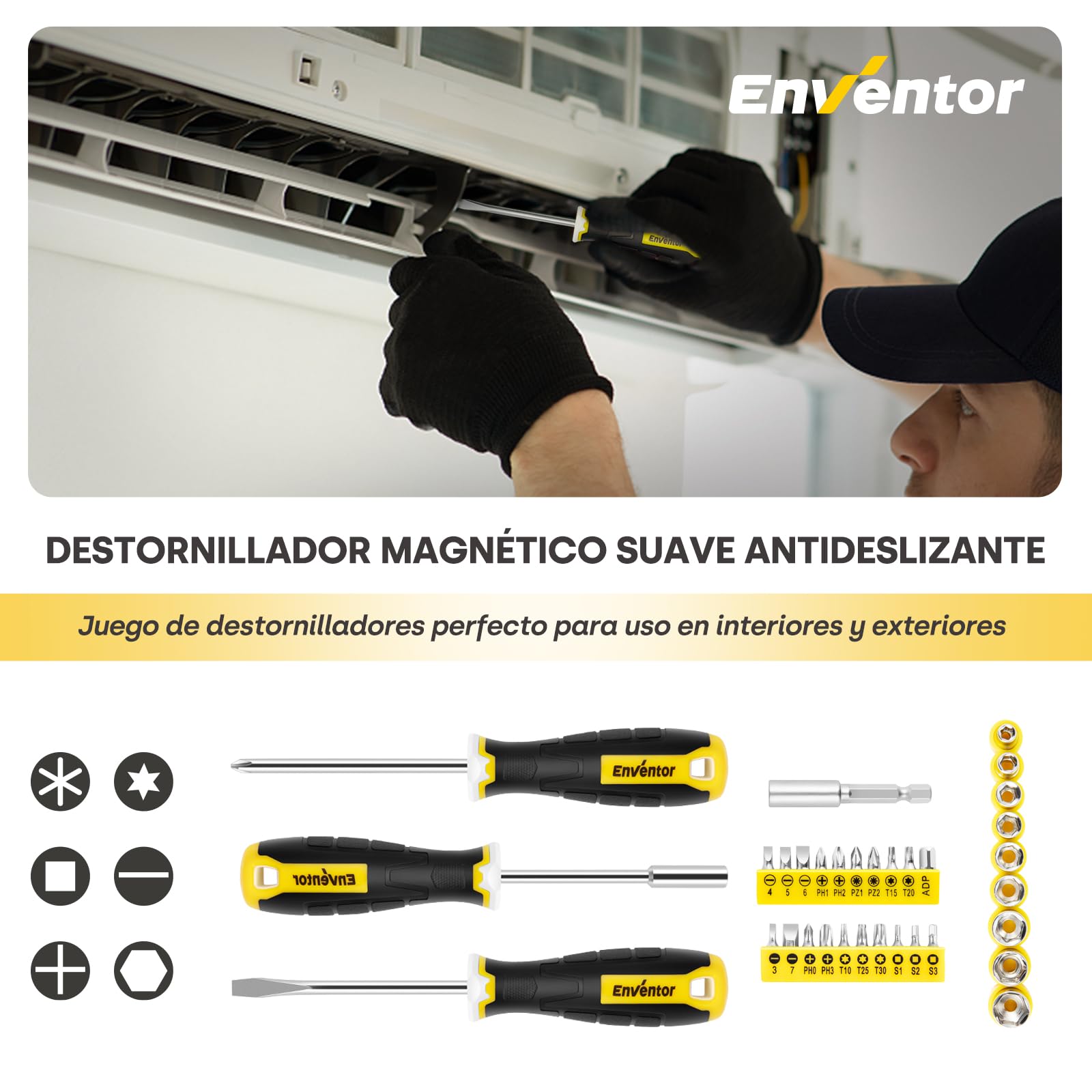 Enventor Caja de Herramientas Completa 158PCS Amarillo, Maletin Herramientas de Mano de Uso General, Kit Juego de Herramientas con Llaves, Set Herramientas Portable para Bricolaje y Arreglos Diarios