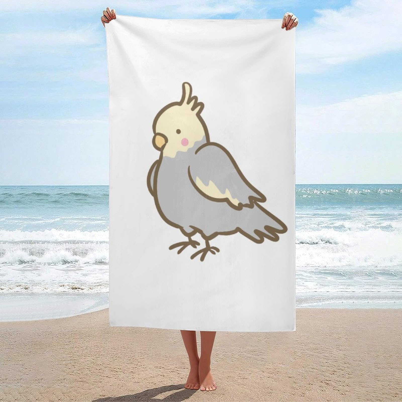 LEDFCVSU Beach Towel, Cockatiel Parrot Bath Towel, Absorbent Towel for Swimming, Sports, Travel
