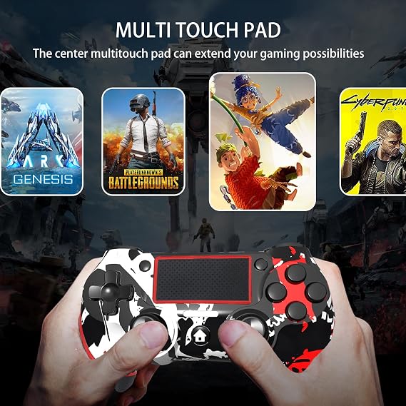 SZYUYU Wireless Controller for Ps4 Romote Compatible with Ps4/Slim/Pro/Windows PC, Controller for Ps4 with 3.5mm Audio Jack, Touch Pad, Six Axis Motion Control, Charging Cable (Flame White)