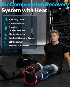 Leg Massager with Heat, Compression Boots for Circulation and Pain Relief