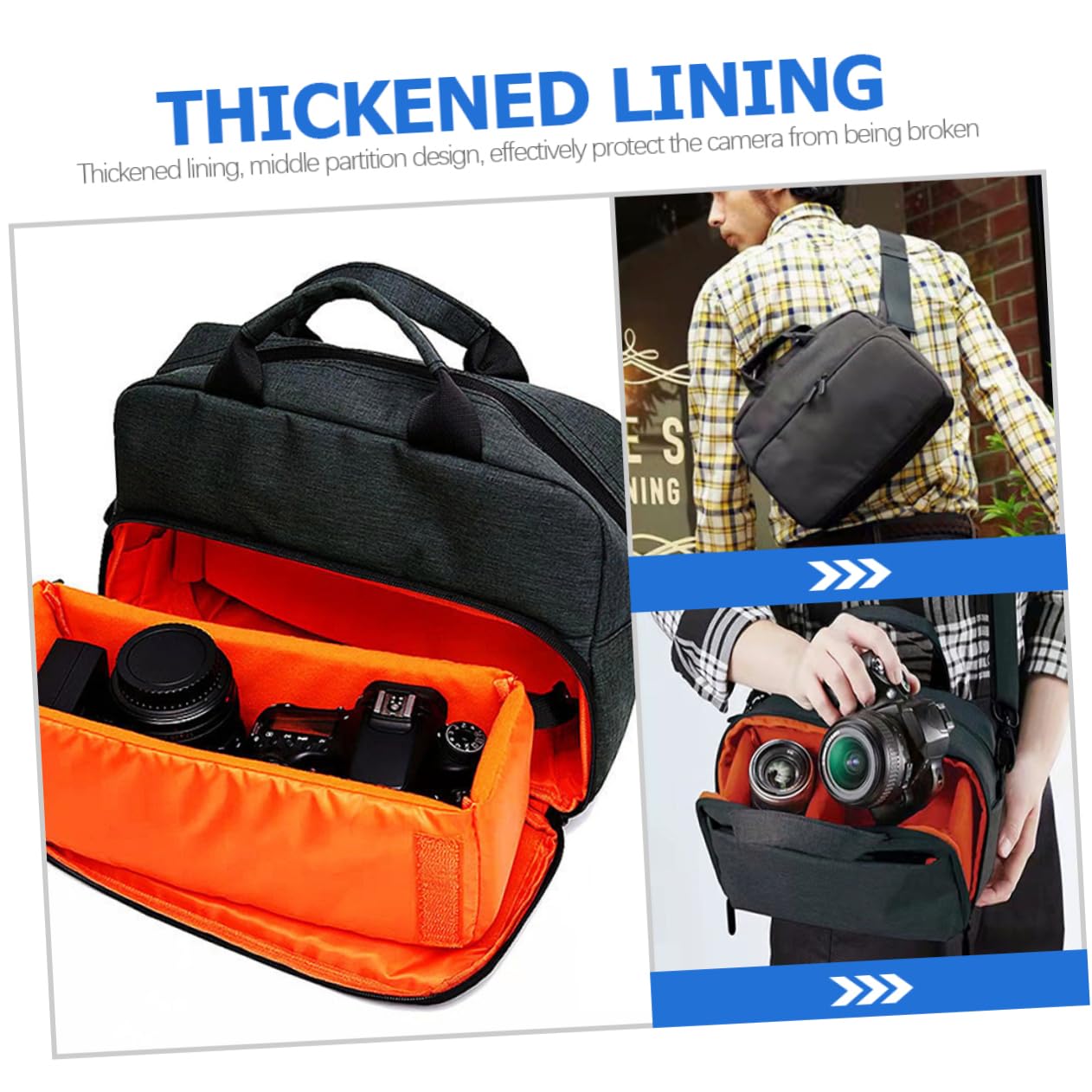 HEMOTON Borsa Tracolla per Fotocamera Reflex Oxford, 2 Scomparti, Imbottitura Spessa e Cerniera, per Viaggi e Attività All'aperto