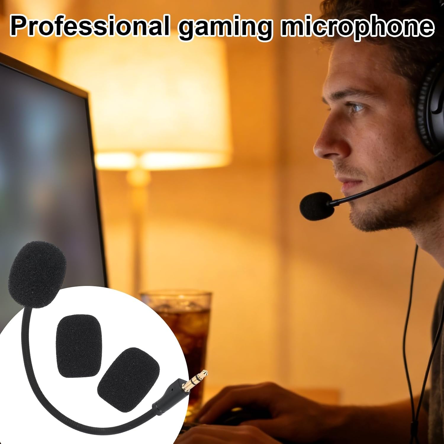 Replacement Microphone for Logitech GPRO X1/X2, with 2 Foam Covers Detachable Noise Cancelling Game Microphone Gaming Headset Mic Accessory