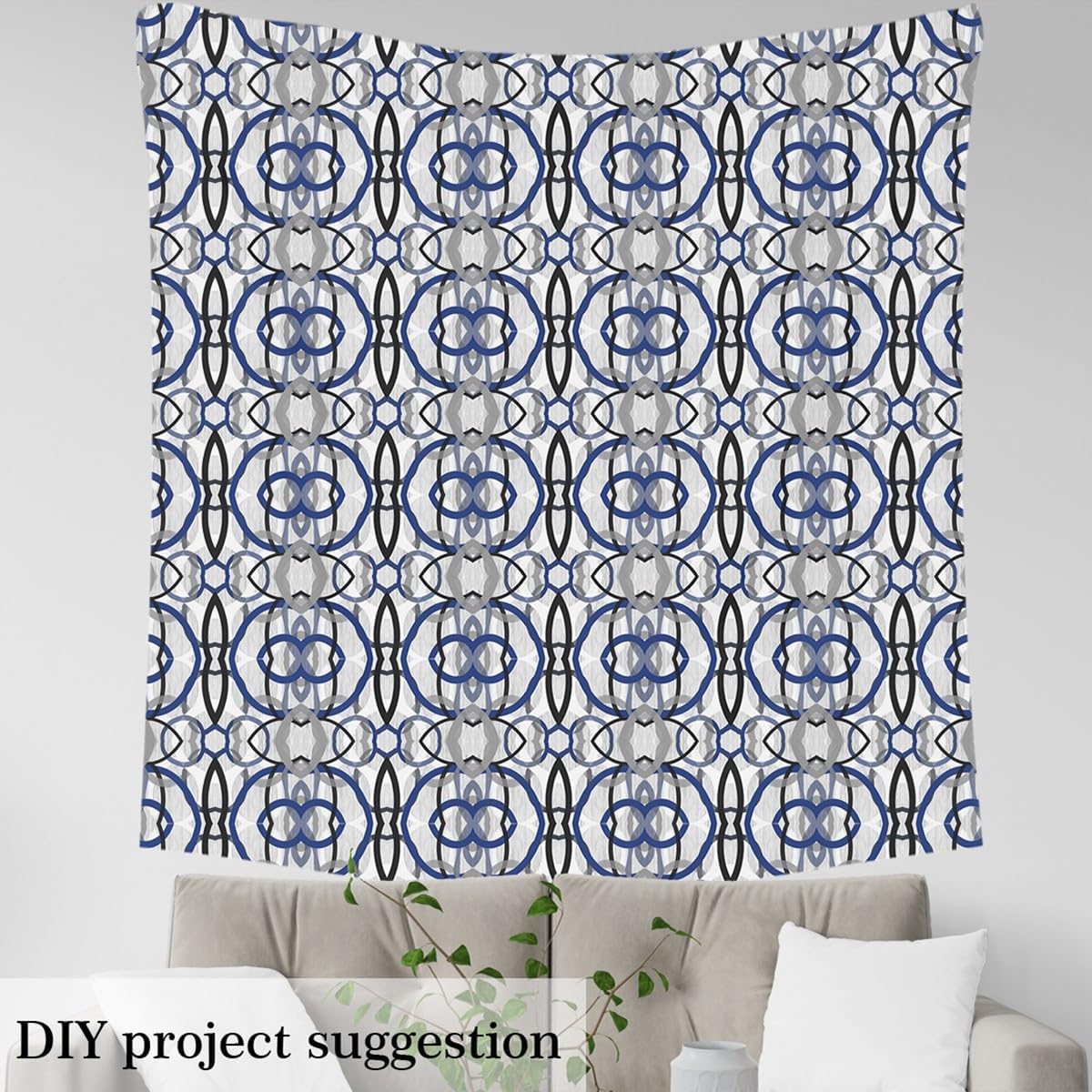 Blue Grey and Black Fabric by The Yard 2 Yards Geometric Stripe Swirl Decorative Waterproof Modern Wavy Circles Upholstery Fabric for Chairs Retro Stripe Swirl Outdoor