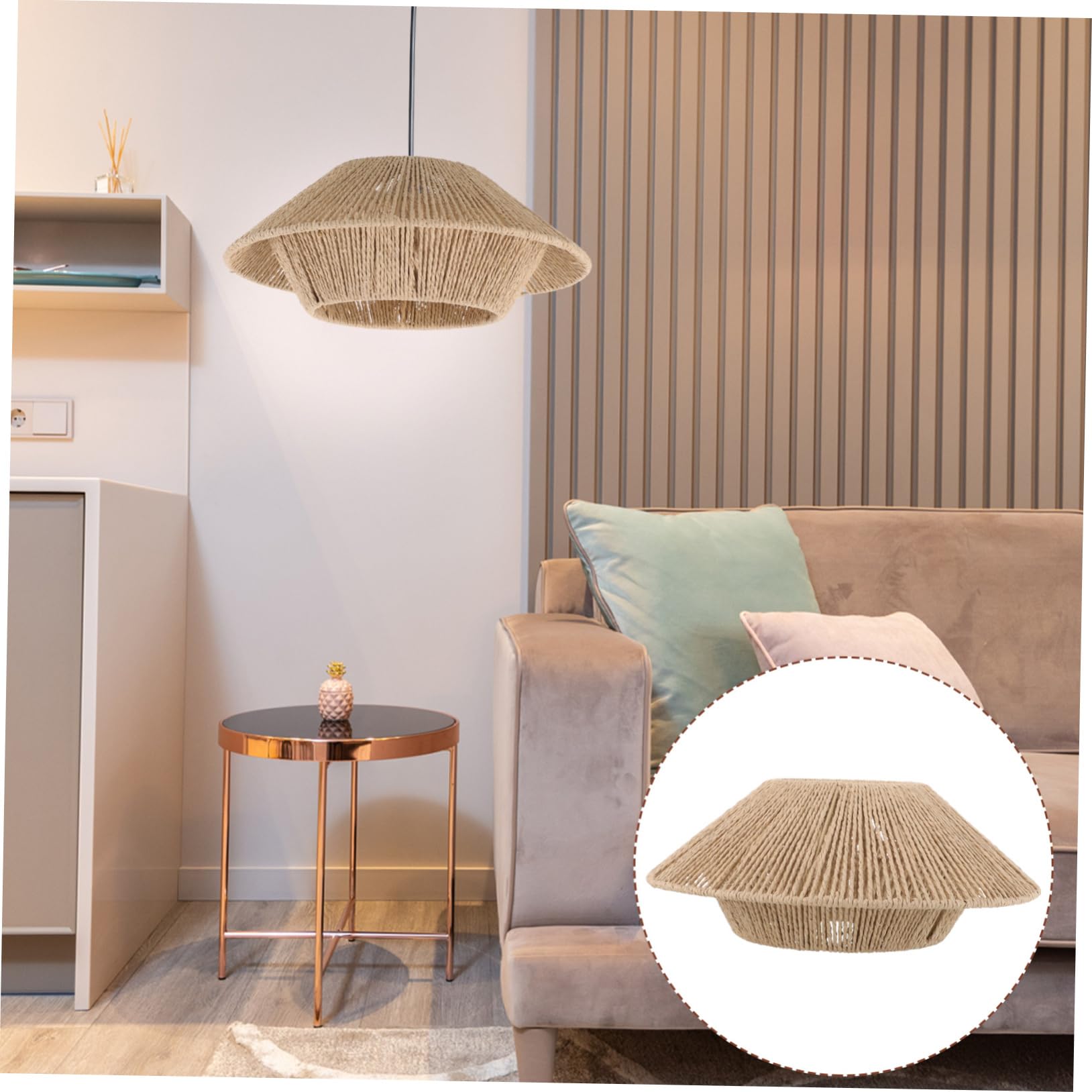 Paralume In Rattan Naturale Per Lampadari Sospesi - Stile Rustico Per Casa, Hotel - Foto 5