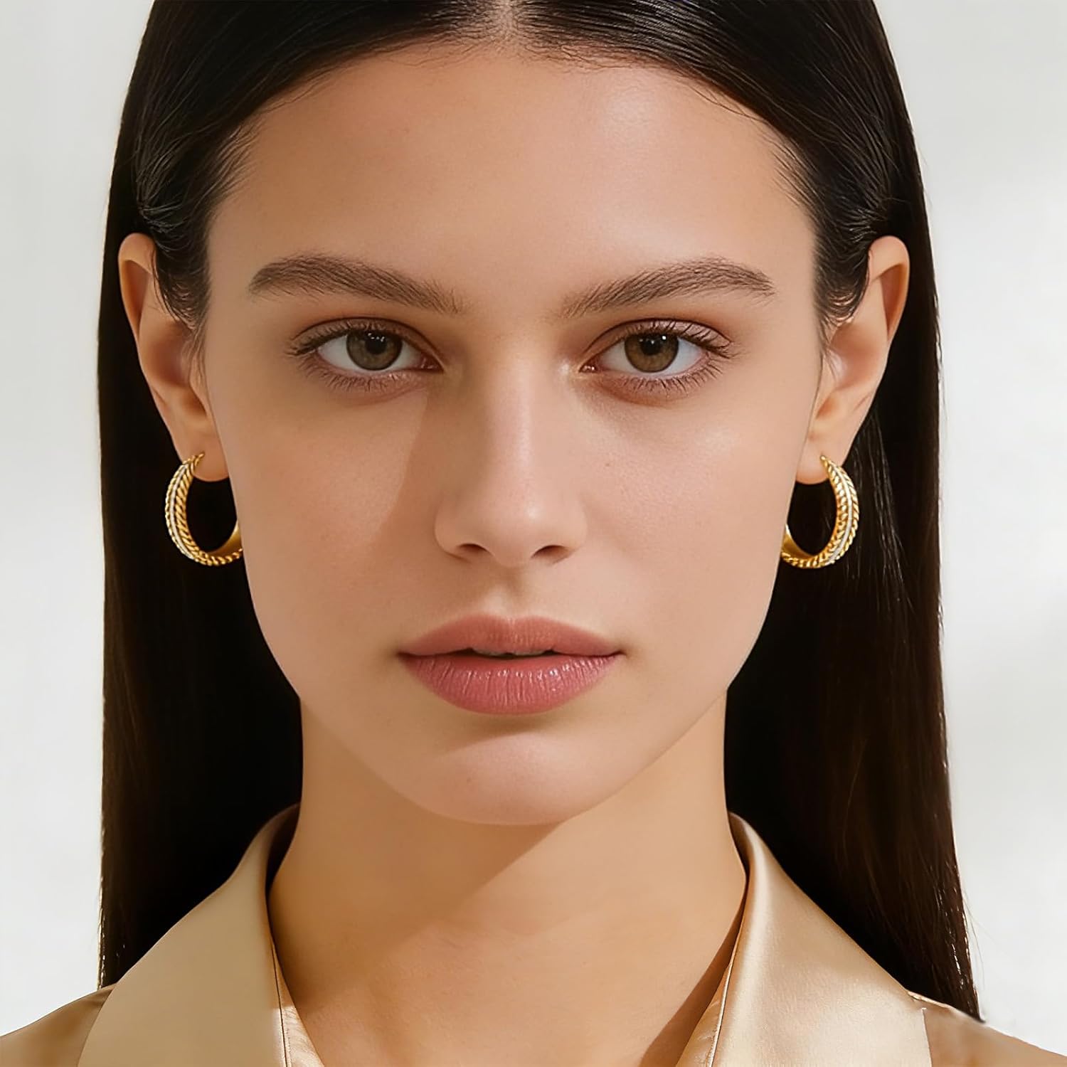 Two Tone Silver and Gold Plated Hoop Earrings for Women Mixed Metal Hypoallergenic Statement Valentines Jewelry Gifts - Image 3