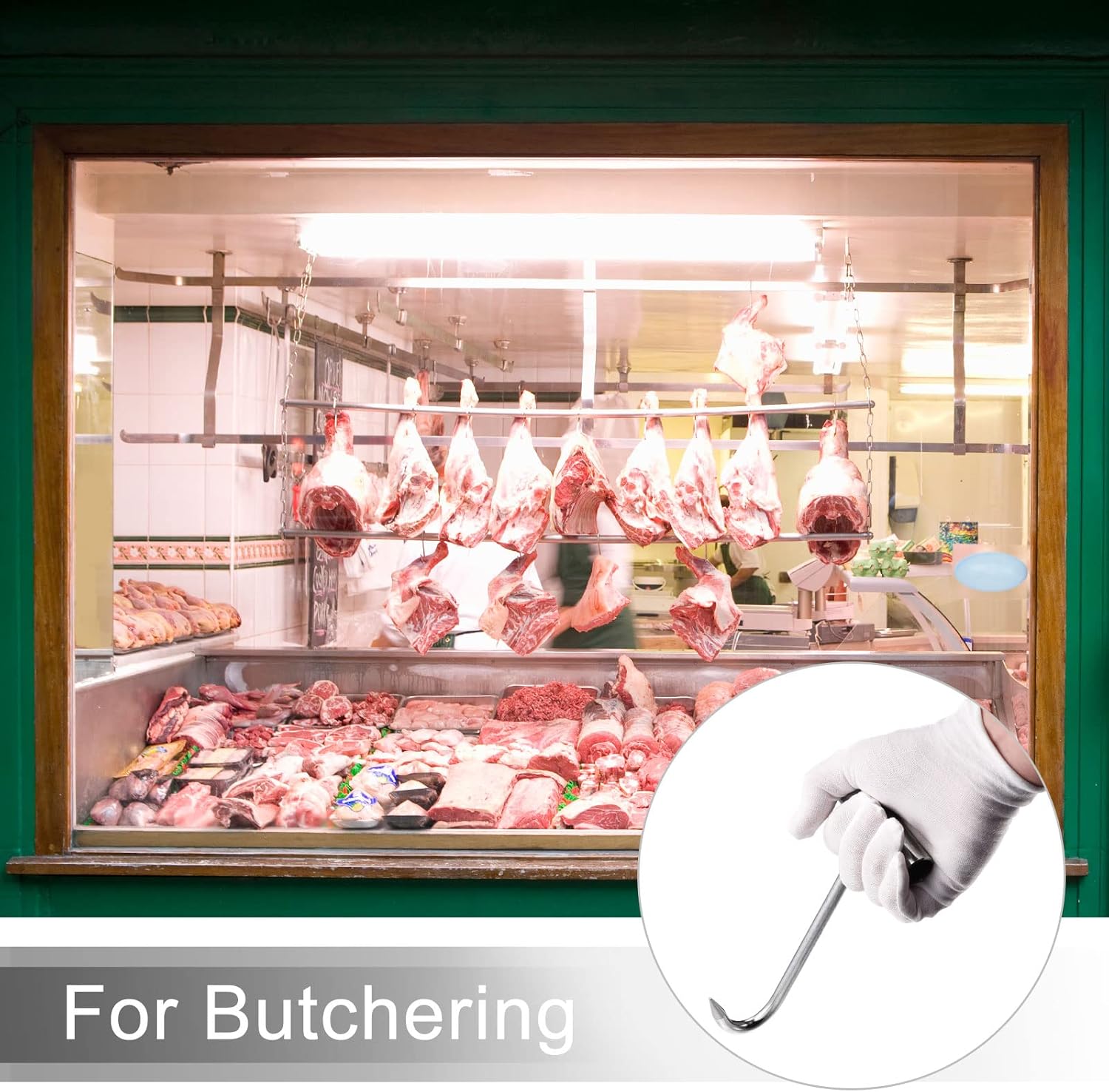 uxcell 35.4 Inch T-Handle Meat Boning Hook, Stainless Steel Meat Hooks for Kitchen Butcher Shop Restaurant Barbecue Shops Tools