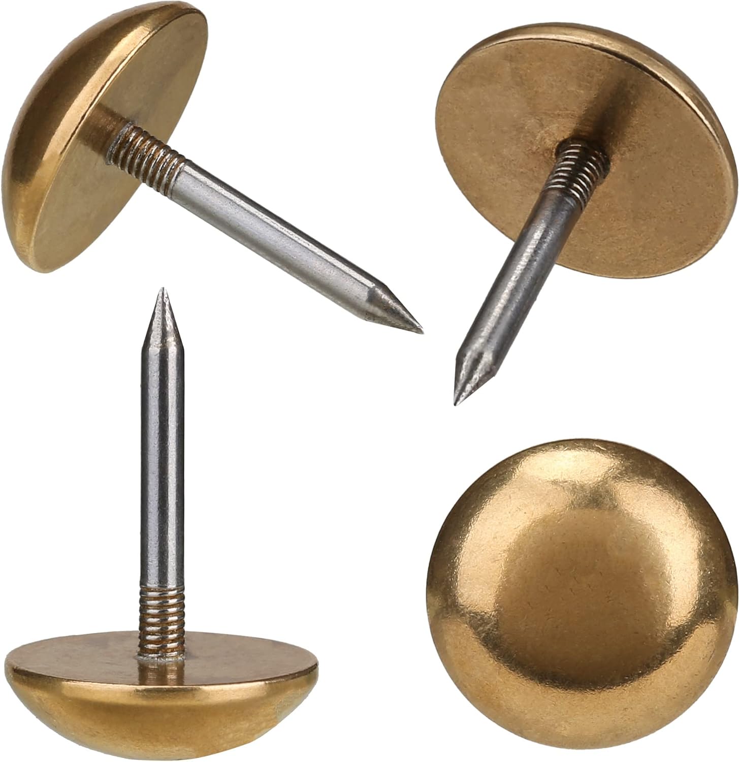 Brass Tacks Round Head Decorative Nails for Upholstery, Furniture