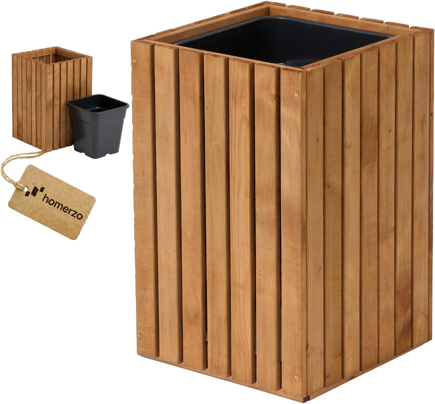 HOMERZO houten bloembak 36 × 36 cm