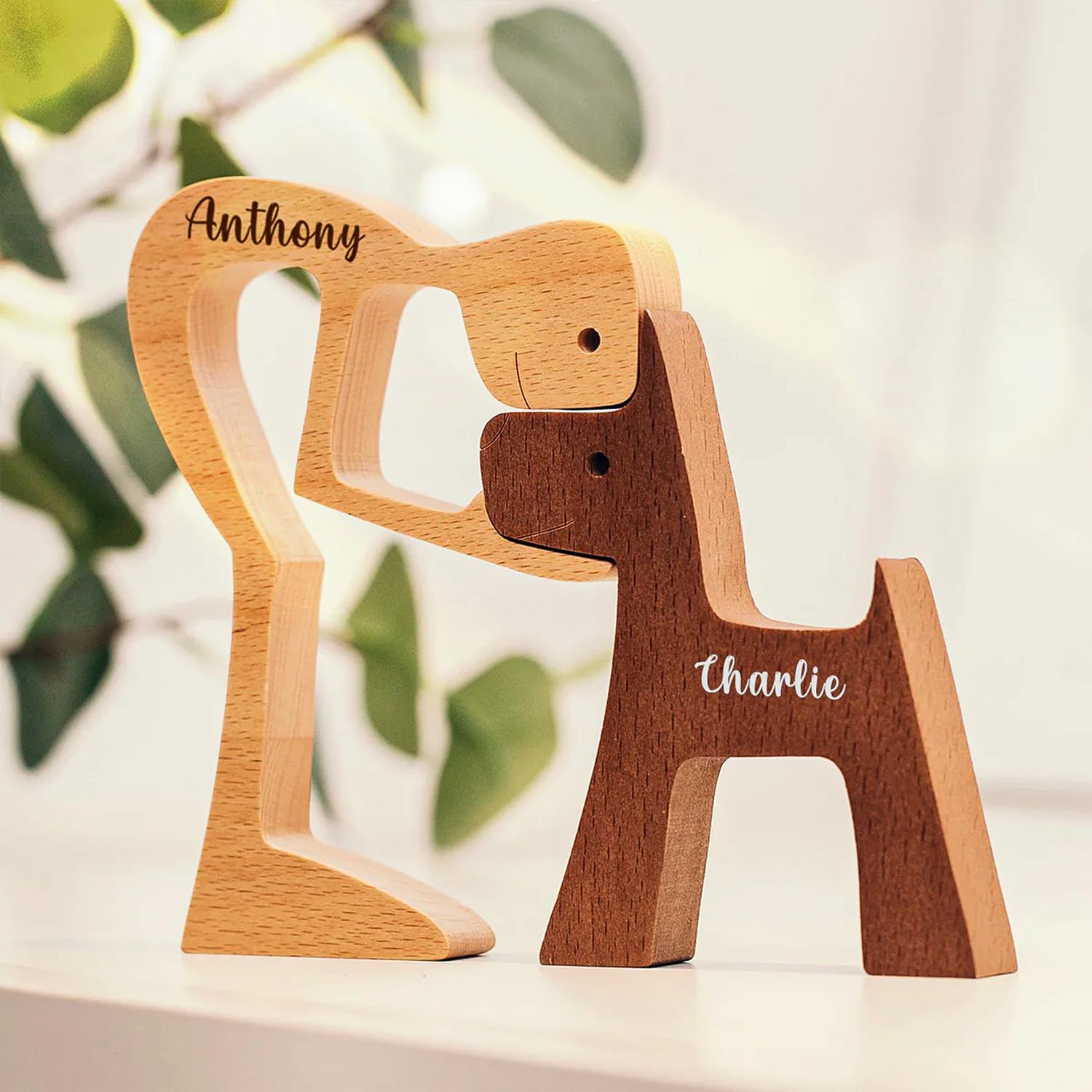 Pawfect House Wooden Sculpture, Dog Statues Home Decor, Wooden Home Decoration, Table Decor Wood Pet Carvings, Dog Memory Gifts for Pet Lovers, House Warming Gifts Ideas
