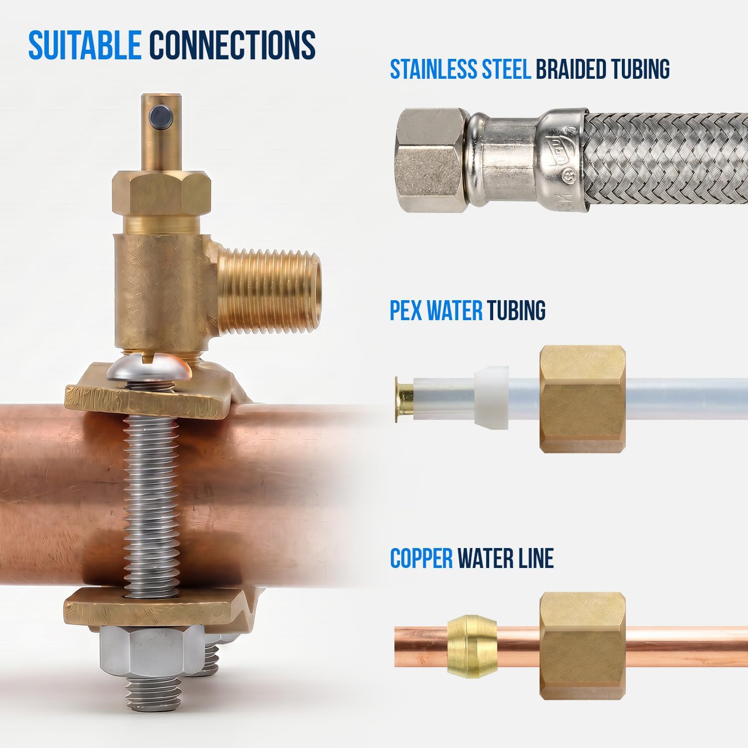 HIGHCRAFT Ice Maker Kit with Self Piercing Saddle Valve Copper Tubing 1/4" x 25' for Refrigerator Water Line Connection