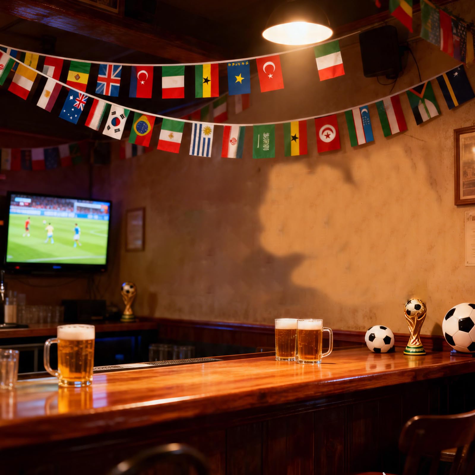 Guirnalda de Banderas del Mundial 2026 15m 48 Selecciones Decoración para Fiestas de Fútbol