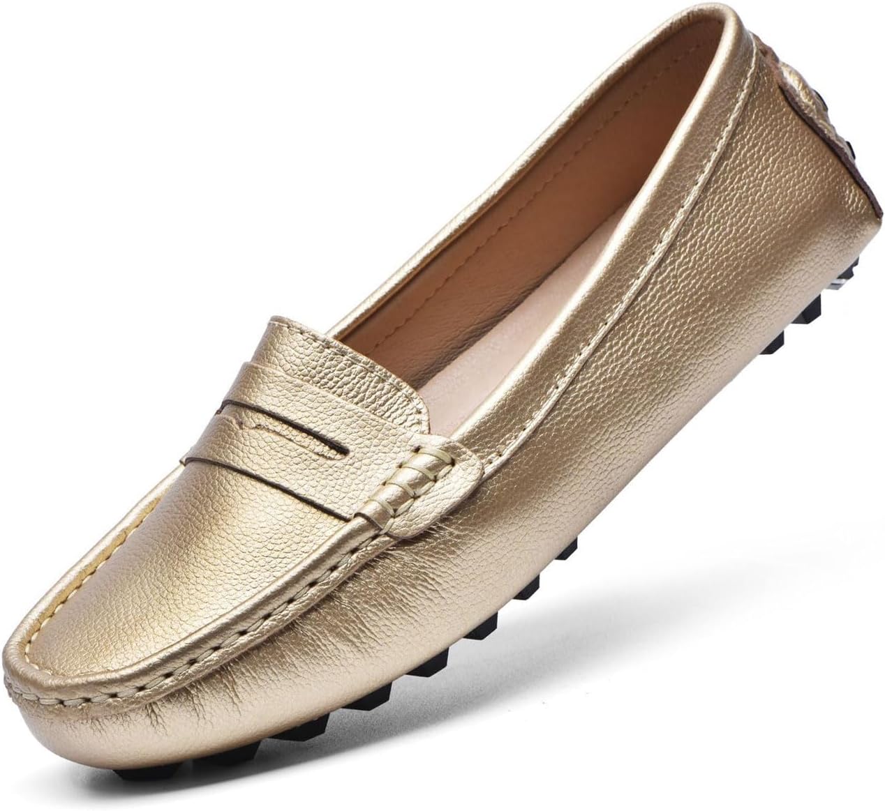 BEAUSEEN Women's Genuine Leather Penny Loafers Classic Driving Moccasins Casual Slip On Comfort Women Loafer Shoes