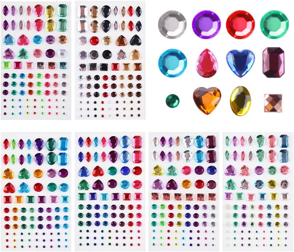 Dadabig 486 PCS Self Adhesive Acrylic Gems, Glitter Stones Gemstones