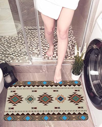 Miniatura 6 de Tapete de baño bohemio multicolor para bañera, tapete antideslizante de secado rápido y absorbente, tierra de diatomeas, cocina, ducha, fregadero,