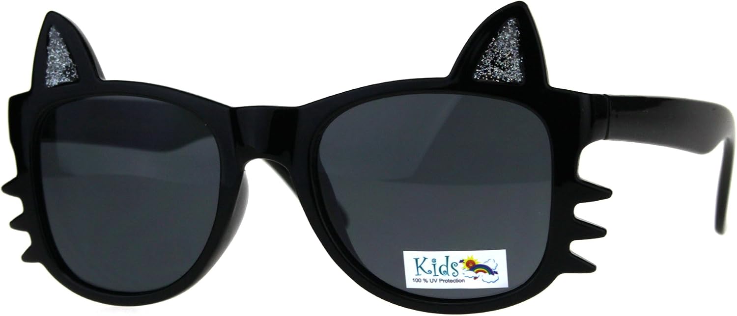 Girls Sunglasses Kitty Cat Whiskers Ears Frame Kid's Fashion UV 400