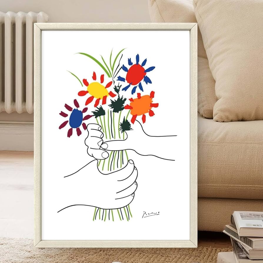 Amazon.co.jp: ピカソ 花束を持つ手 A4サイズ フレーム付き アート