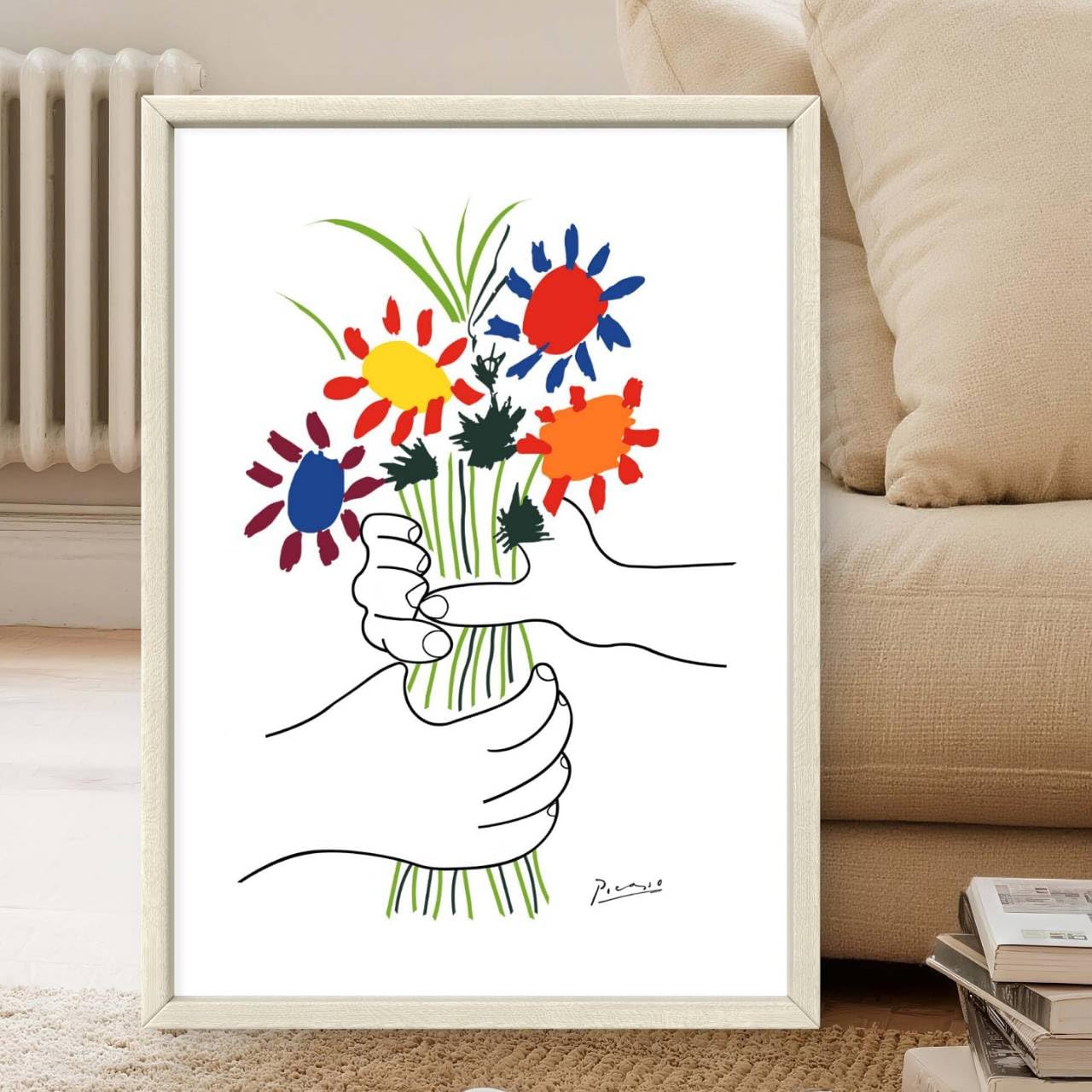 アートポスター フレーム付 ピカソ 花束を持つ手 Amazon.co.jp: ピカソ 花束を持つ手 A4サイズ フレーム付き アート