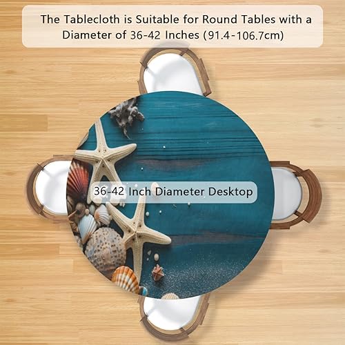 Vista 495 de Pardick Mantel redondo elástico con diseño de hojas de otoño, mantel redondo ajustable de 36 a 42 pulgadas, mantel circular impermeable, lavable