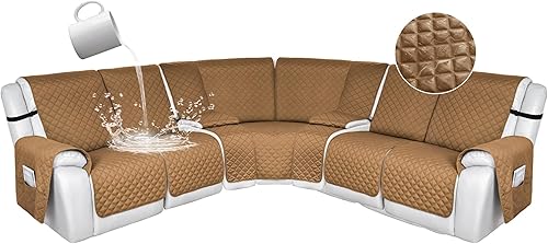 Miniatura 97 de HDCAXKJ 100% Fundas impermeables para sofá seccional reclinable en forma de L, funda de sofá reclinable acolchada lavable, fundas de esquina para