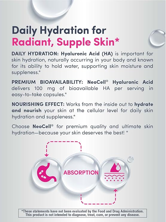 NeoCell Hyaluronic Acid Capsules | 60 Pills | 100mg