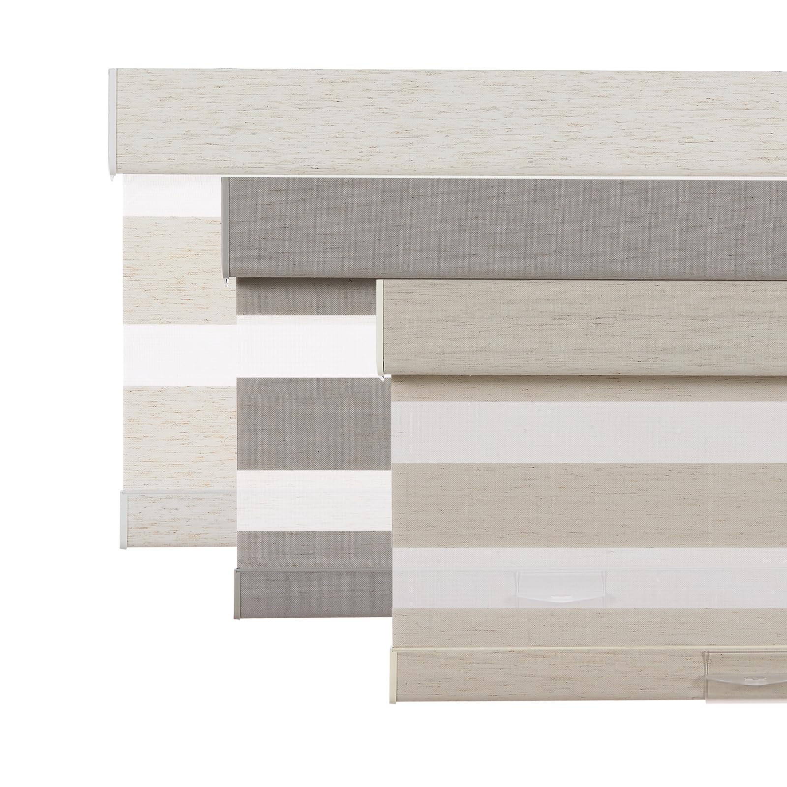 Persilux Linen Cordless Zebra Blinds for Windows, Privacy Light Filtering Dual Layer Blinds for Day and Night, Roller Shades for Bedroom,Living Room,