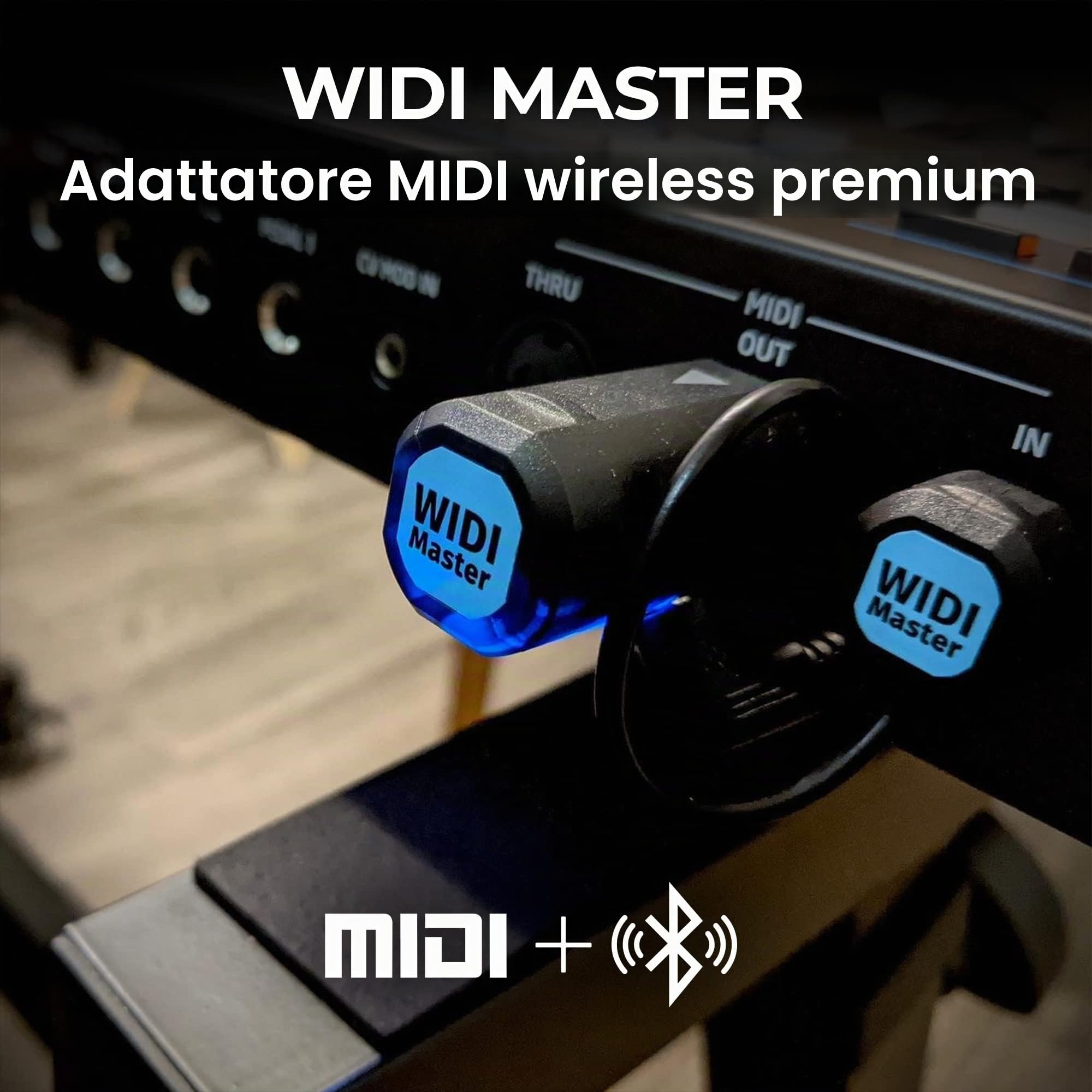 CME WIDI Master - Adattatore wireless MIDI Bluetooth - Latenza ultra bassa, MIDI Split Merge - Sintetizzatore per pianoforte digitale, macOS, iOS, Android, Win