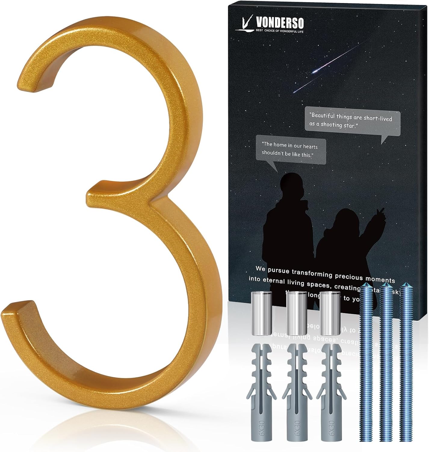 VONDERSO 5 Inch Floating House Numbers and Letters for