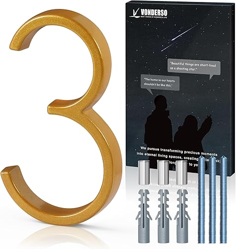 Miniatura 32 de VONDERSO - Letrero de dirección flotante de 5 pulgadas para exteriores de metal negro moderno para patio, calle y buzón, números de dirección Negro 1