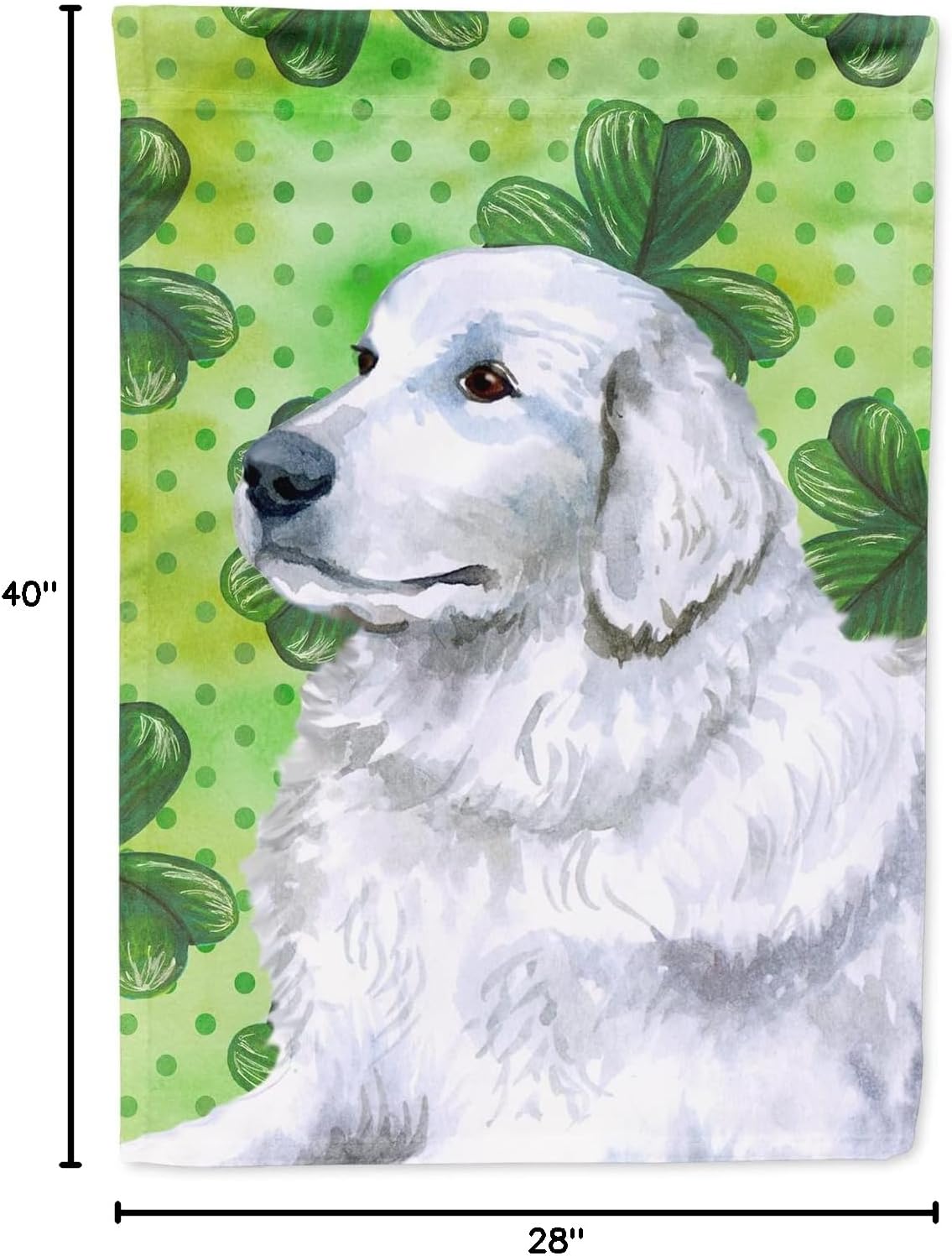 Caroline's Treasures BB9849CHF Maremma Sheepdog St Patrick's House Flag, Green Large Porch Sleeve Pole Decorative Outside Yard Banner Artwork Wall Hanging, Polyester, House Size, Multicolor