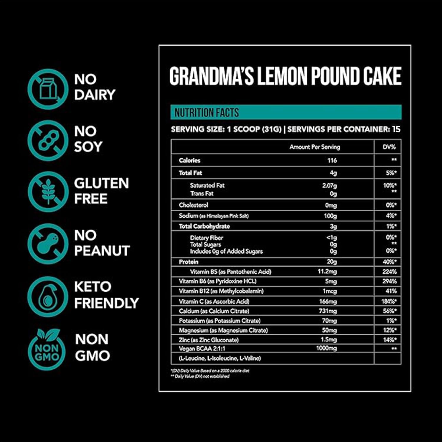 Just Move Protien - Grandma's Lemon Pound Cake - Vegan (Plant Based), Organic, Dairy Free, Soy Free, Gluten Free, Keto, Peanut Free, 20g Protein, Low Carb, Non GMO (17.2 Oz) image 3