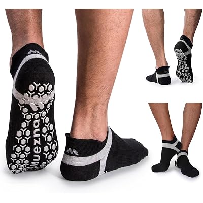 Muezna Men's Non-Slip Yoga Socks, Anti-Skid Pilates, Barre, Bikram Fitness Hospital Slipper Socks with Grips